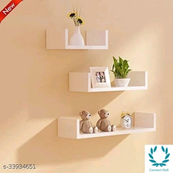 THEHEARTWILL Wooden Wall Rack Shelves MDF Medium Density Fiber Home Decoration Wall Decor Shelves - (LXB):-16X4, White, Wooden, Set Of 3